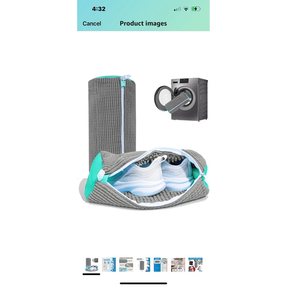 Shoe washing machine bags, 2 pack X-Large durable, thick soft tennis‎ Shoes Gray